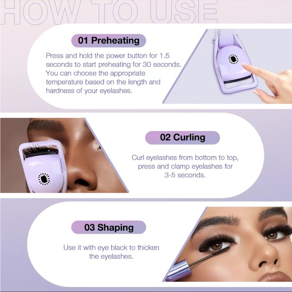 IDN Heated Eyelash Curlers with 3 Heating Modes Compact Making Easy to Use Tools - Picture 3 of 7